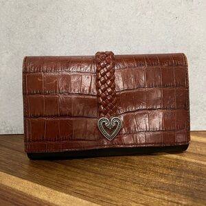 Brighton Croc Embossed Leather Organizer Wallet
